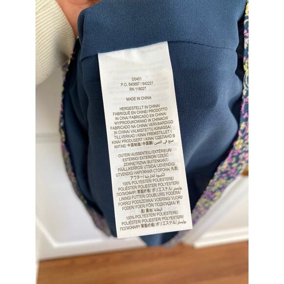 BODEN Smocked Yoke Floral Metallic Tie Waist Long Sleeve Mock Neck Dress 8 - Picture 12 of 16